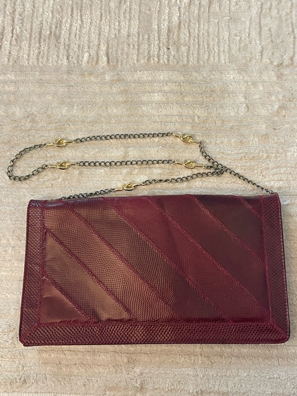 Bags by Varon Burgundy Snakeskin clutch